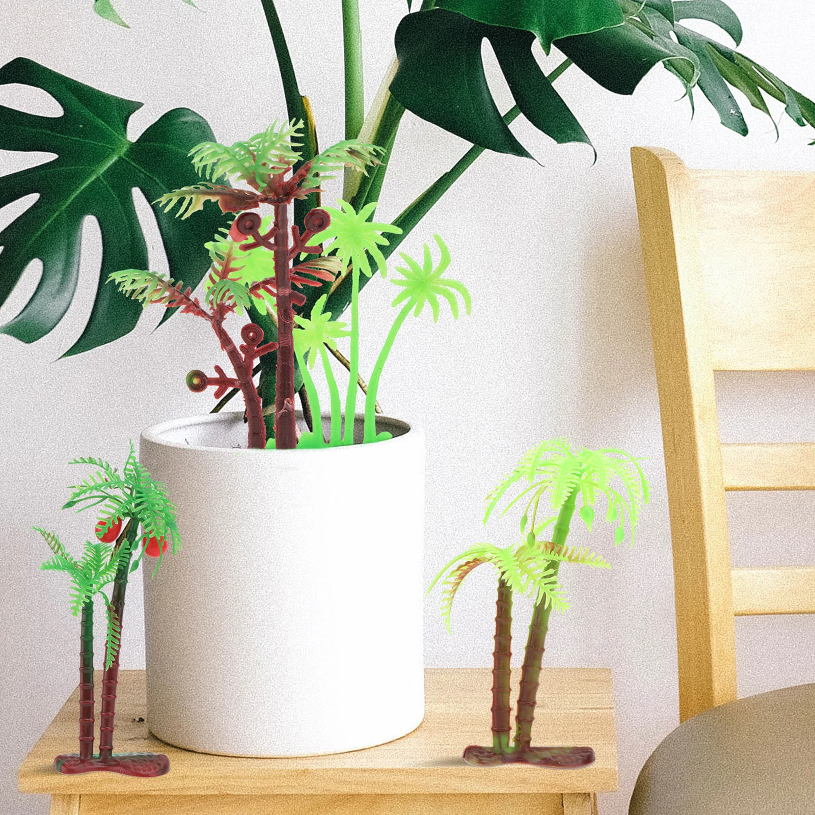 

72pcs Simulated Coconut Tree Ornaments Artificial Palm Faux Plants For Aquarium Home Office Mini Landscape Sand Table Decor
