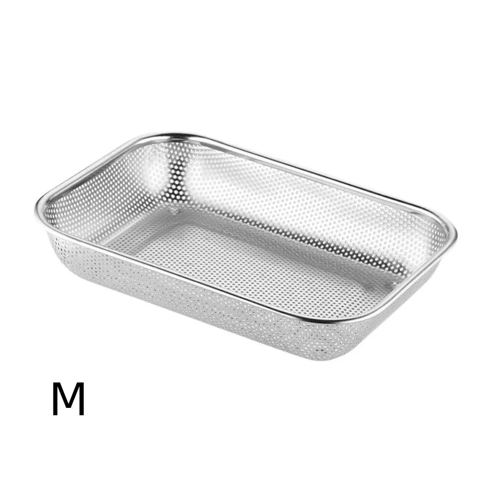 

Stainless Steel Mesh Drain Basket Mesh Filtering Anti-rust Vegetable Washing Basin Thickened Rectangle Sink Colander