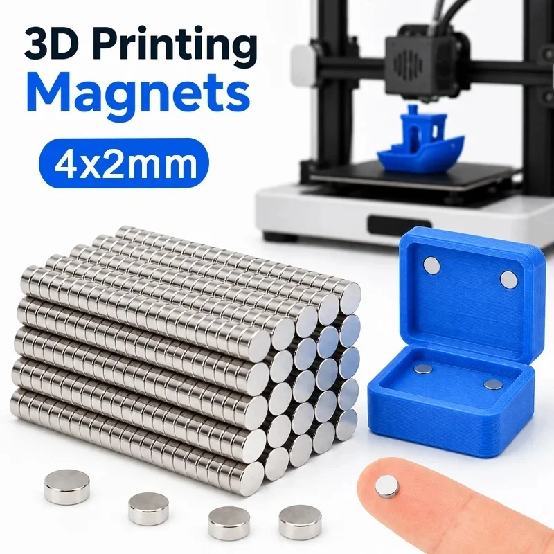 3D Printing Tools Kit – 4x2mm N35 NdFeB Round Magnets, Permanent Strong Magnetic Set for DIY Models & 3D Printer
