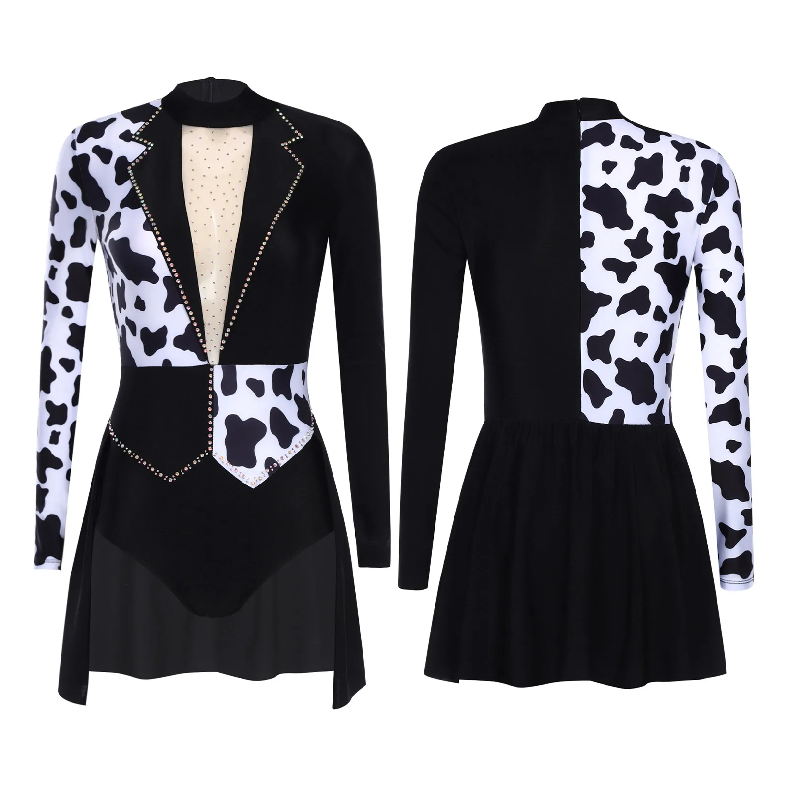 Schwarze Damen Sexy Slim Party Club Gothic Kleider Halloween Böser Clown Teufel Hexe Cosplay Kostüm Spotty Kontrastfarbene Trikots