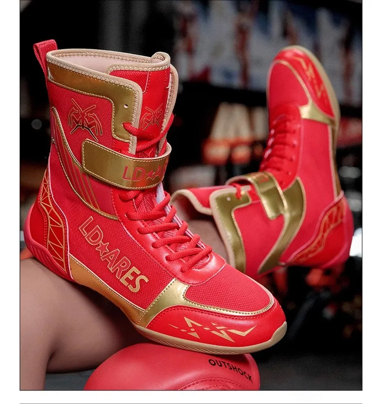 

Professional men's high-top boxing shoes, anti-slip and breathable combat shoes