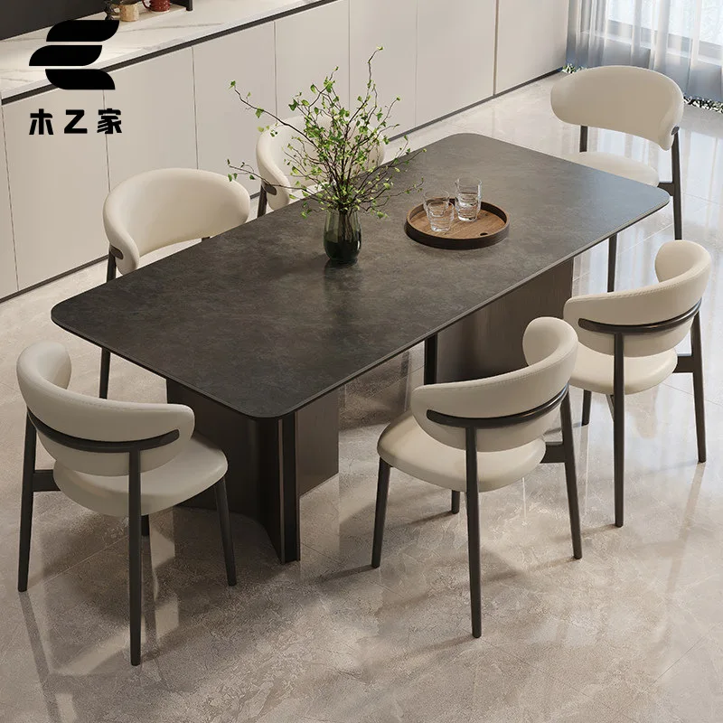 YJQ rock slab dining table full support baseplate light luxury minimalist household small apartment dining table
