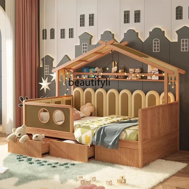 

Half-Height Bed Tree House Bed Tent Solid Wood Bed Fence Girl Boy Room