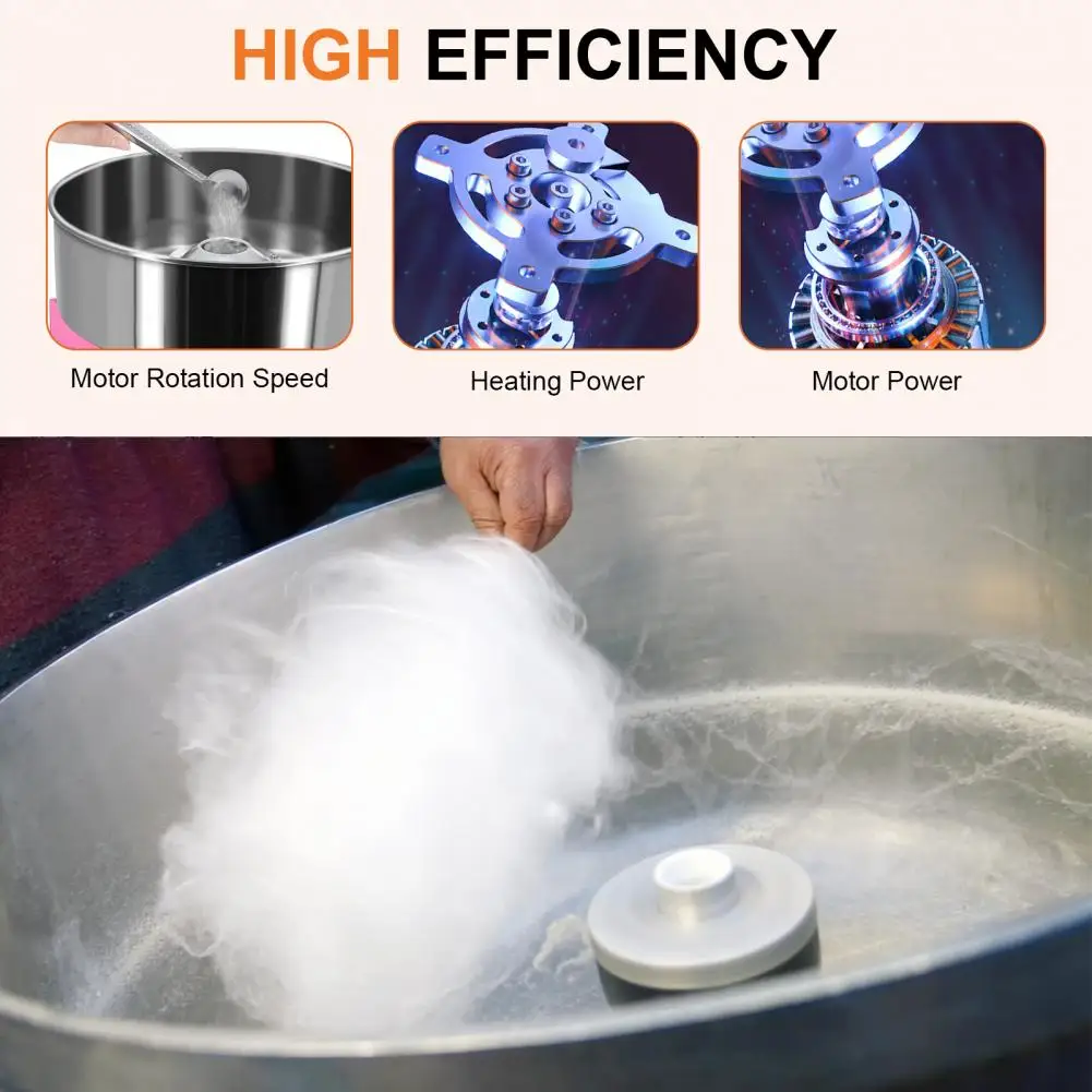 Cotton Candy Machine,Humanized Design, Temperature Adjustment ,Stainless Steel Bowl,Easy Operation,Built-in Drawerm,1000W