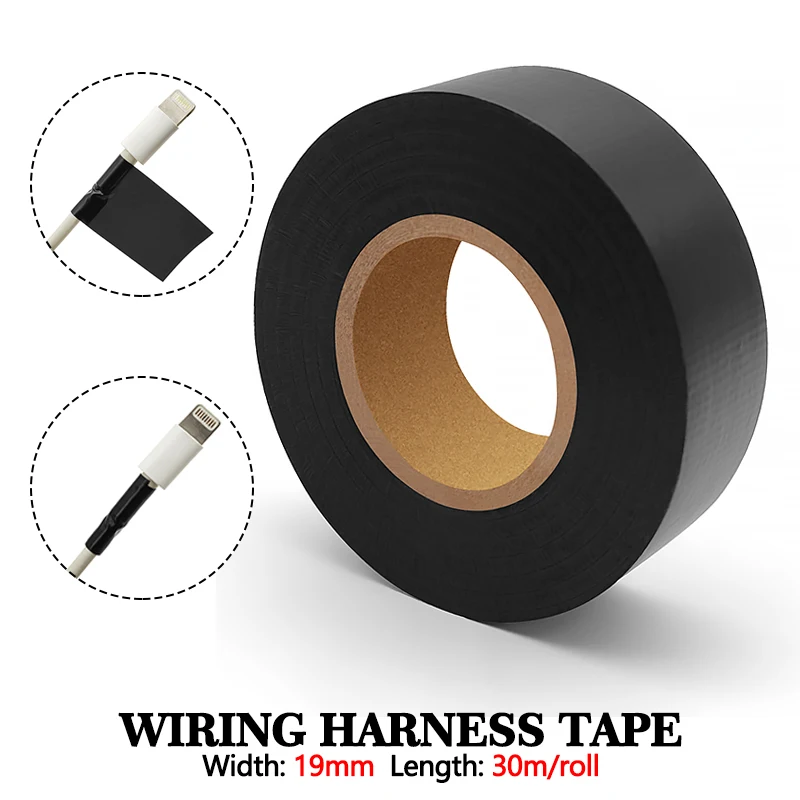 Black Flame Retardant Electrical Insulation Tape High Voltage Electrician Cable PVC Waterproof Self-adhesive Tape Width19/25mm