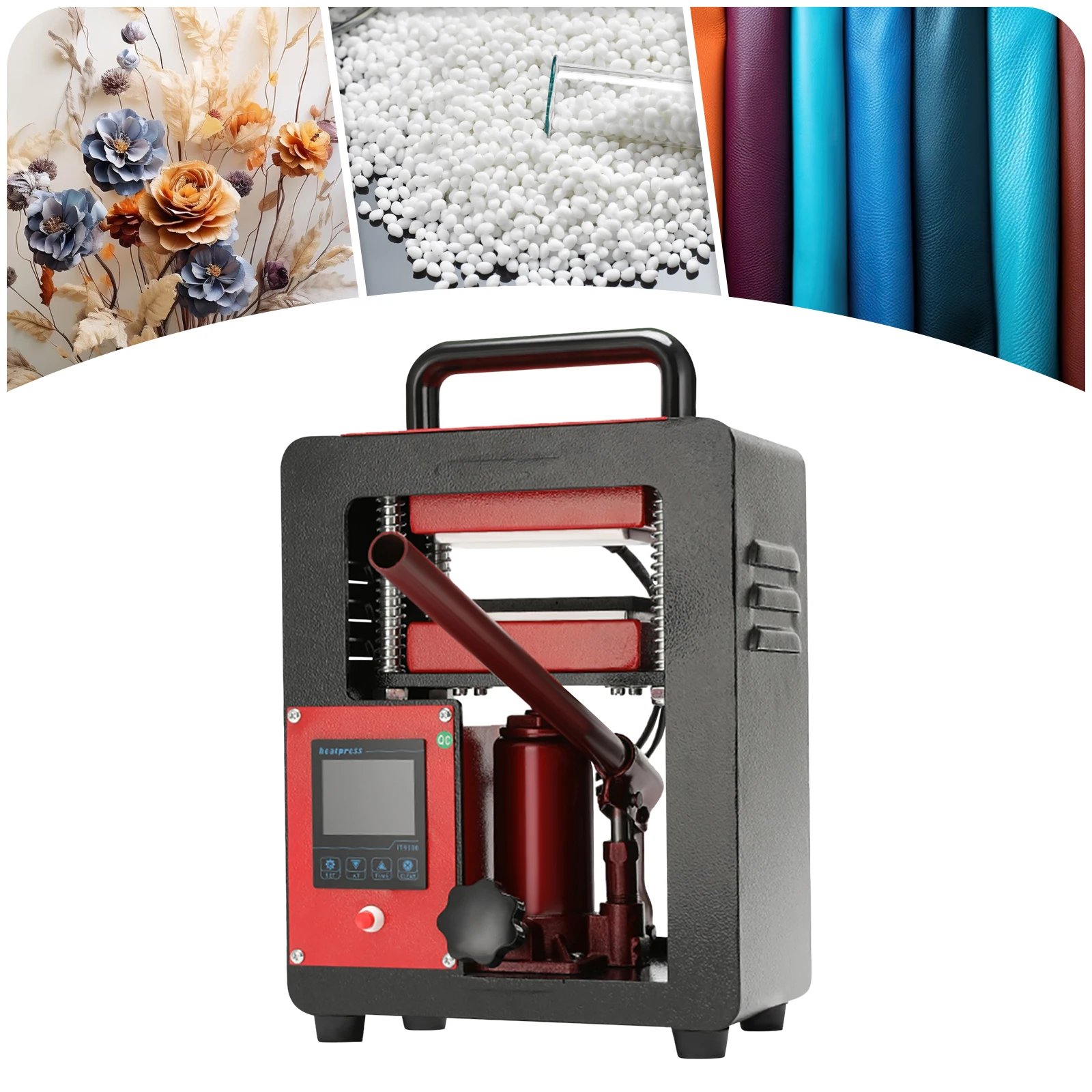 5 Ton Hydraulic Heat Press Machine, 900W Mini Hot Press Stamping Machine with 2.4'' X 4.7''Dual Heating Plate