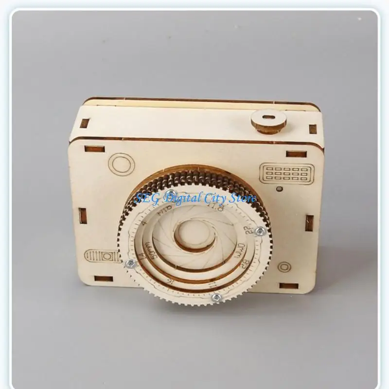 U75B Wooden Camera Assembly Toy Model for Parent Child Craft and Desk Display