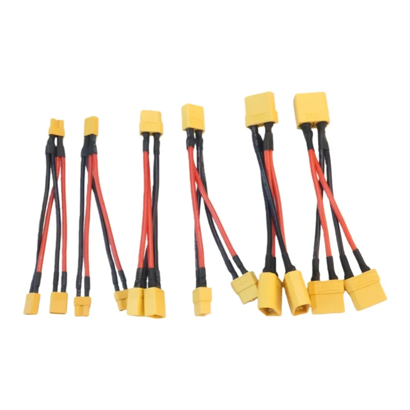XT30 XT60 XT90 Parallel Battery Connector Silicone Wire Male/Female Dual Extension Y Splitter 100mm for Battery Charger Motor