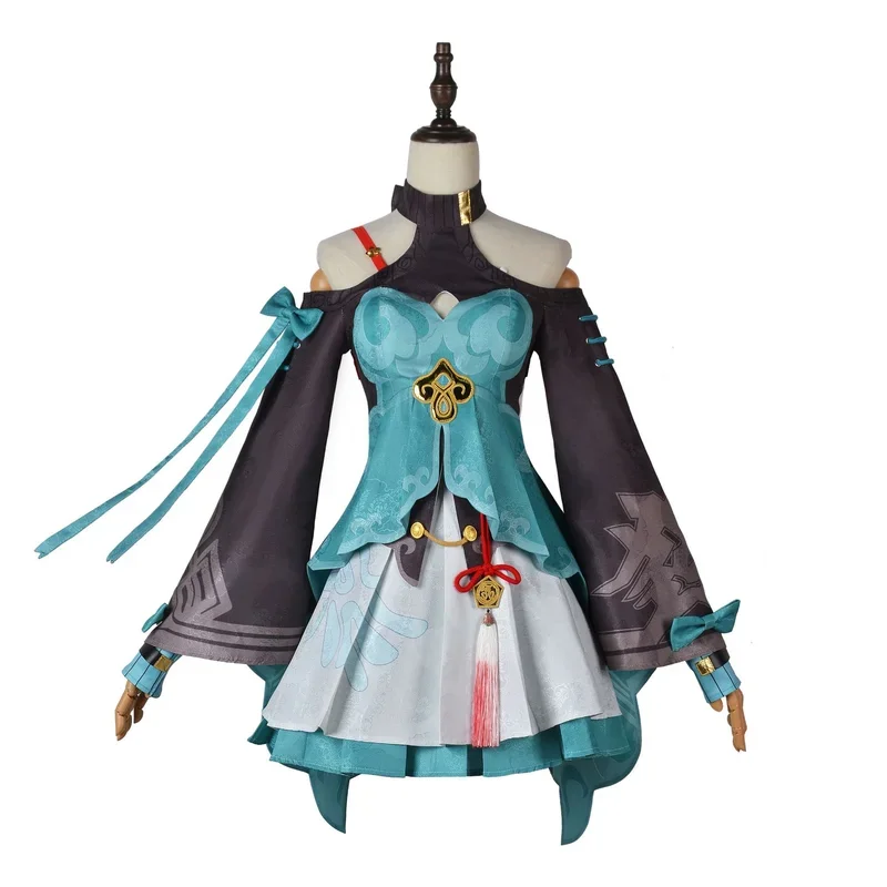 Honkai Star Rail Qingque disfraz de Cosplay para mujer, conjunto completo de vestido de estilo Sexy Con peluca, uniforme de fiesta de Halloween, traje de cómic