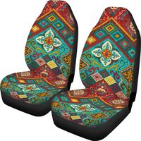 American Pattern Car Seat Covers Blue Winter Warm Front Seat Protector Cover Mat Set of 2pc Universal Durable Bucket Seat Cover