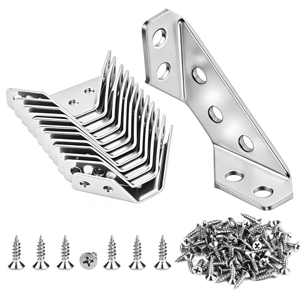 8/16/32 pieces with screws, thickened stainless steel corner code, 90 degree right angle fixed bracket, furniture connector