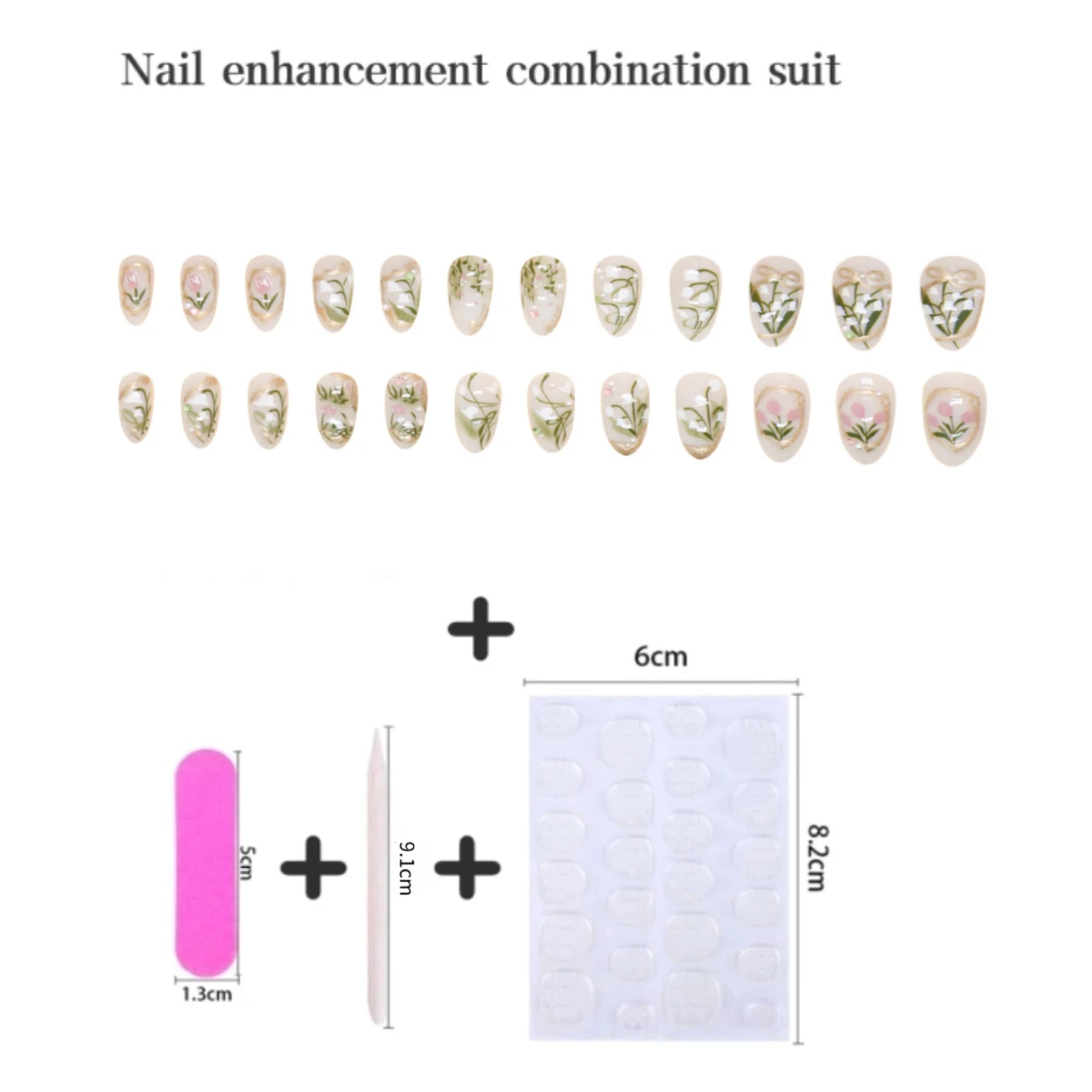 24 قطعة الأظافر الحلوة الأوركيد وهمية الحلو لطيف Ins نمط يرتدي الأظافر كاذبة يمكن ارتداؤها غطاء كامل الجنية الزهور اللوز الصحافة على الأظافر