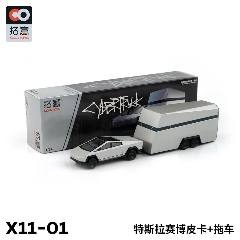 Toyi 1:64 Tesla Pickup Trailer Set Alloy Car Model Toy