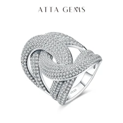 ATTAGEMS-Anillo de moissanita para hombre y mujer, Sortija de plata de ley 925 con diamantes, sortija de aniversario, joyería Original