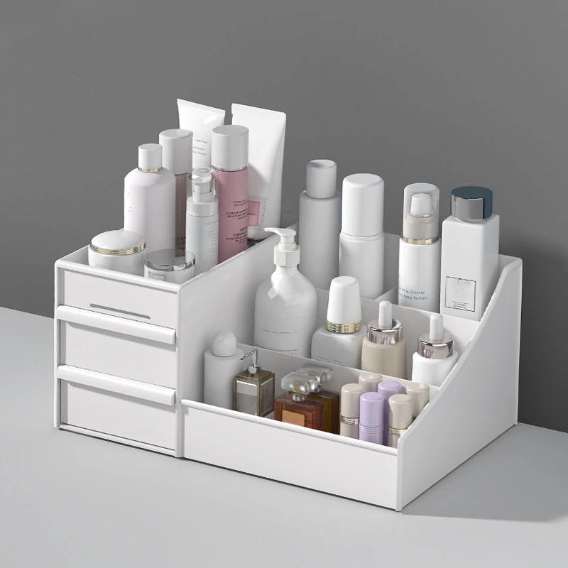 Large Capacity New Drawer Makeup Storage Box Cosmetic Organizer Jewelry Dormitory Makeup Container Table Desktop Storage Box