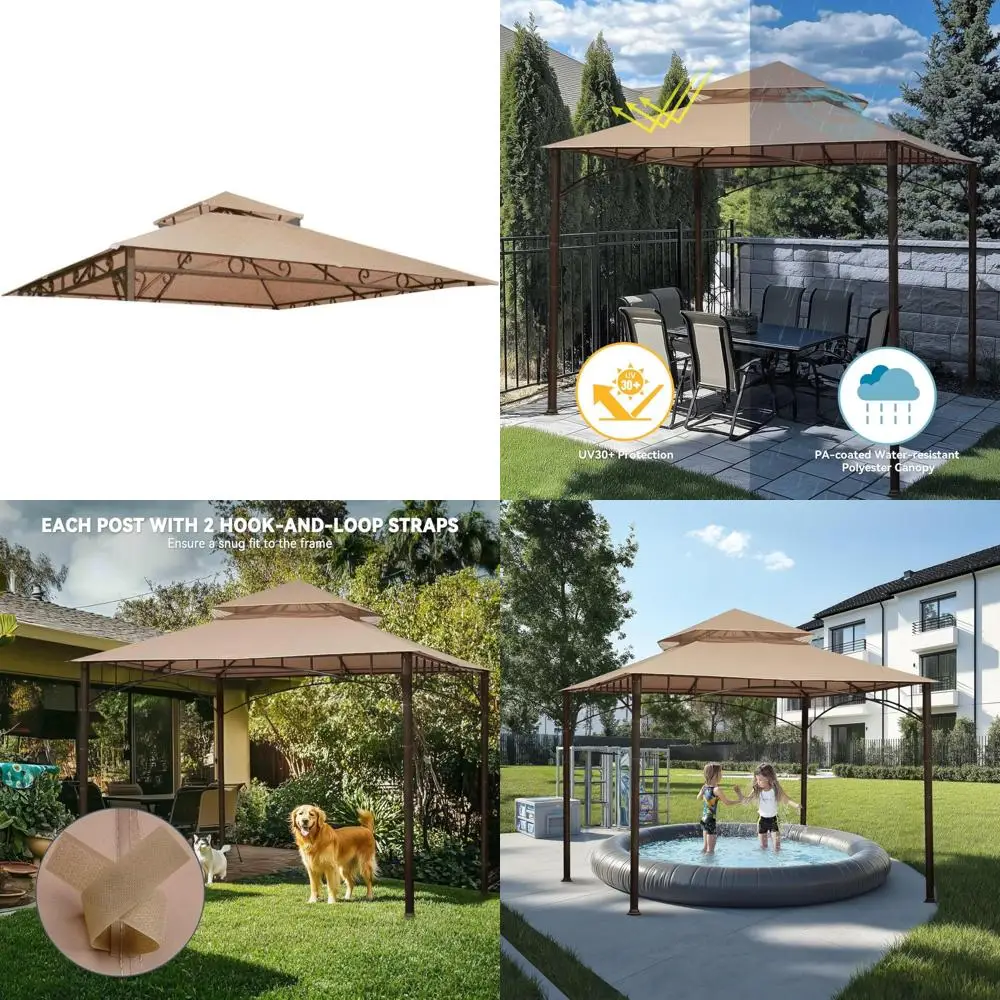 

Замена верхней части беседки 10,6x10,6 футов для беседки Summer Veranda, 2-уровневая ткань Madaga, подходит для L-GZ093PST/G-GZ093PST/TGZ093