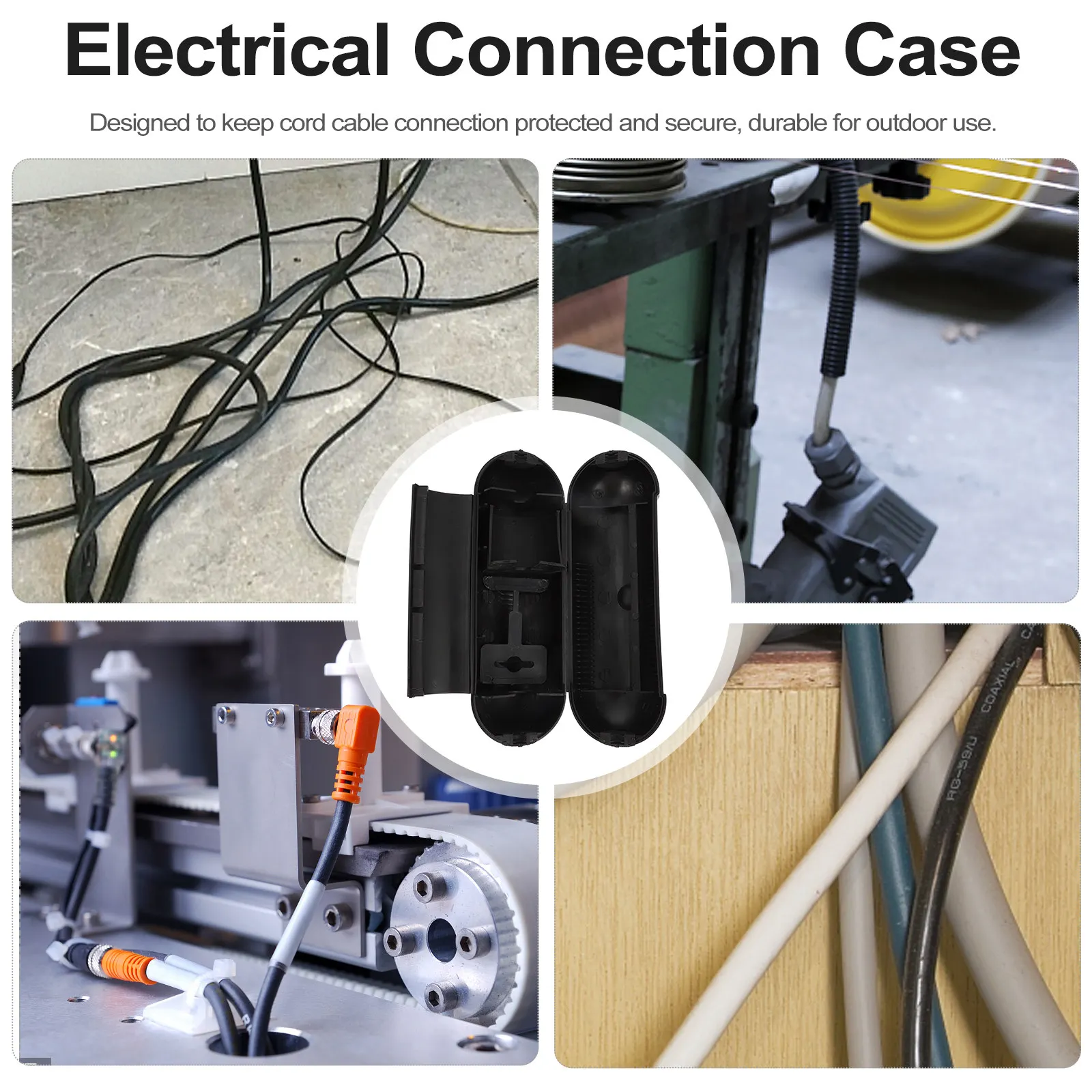 1Pcs Waterproof Cable Junction Box Heavy Duty Reinforced Material Outdoor Extension Cord Cover for Socket Plug Hanging