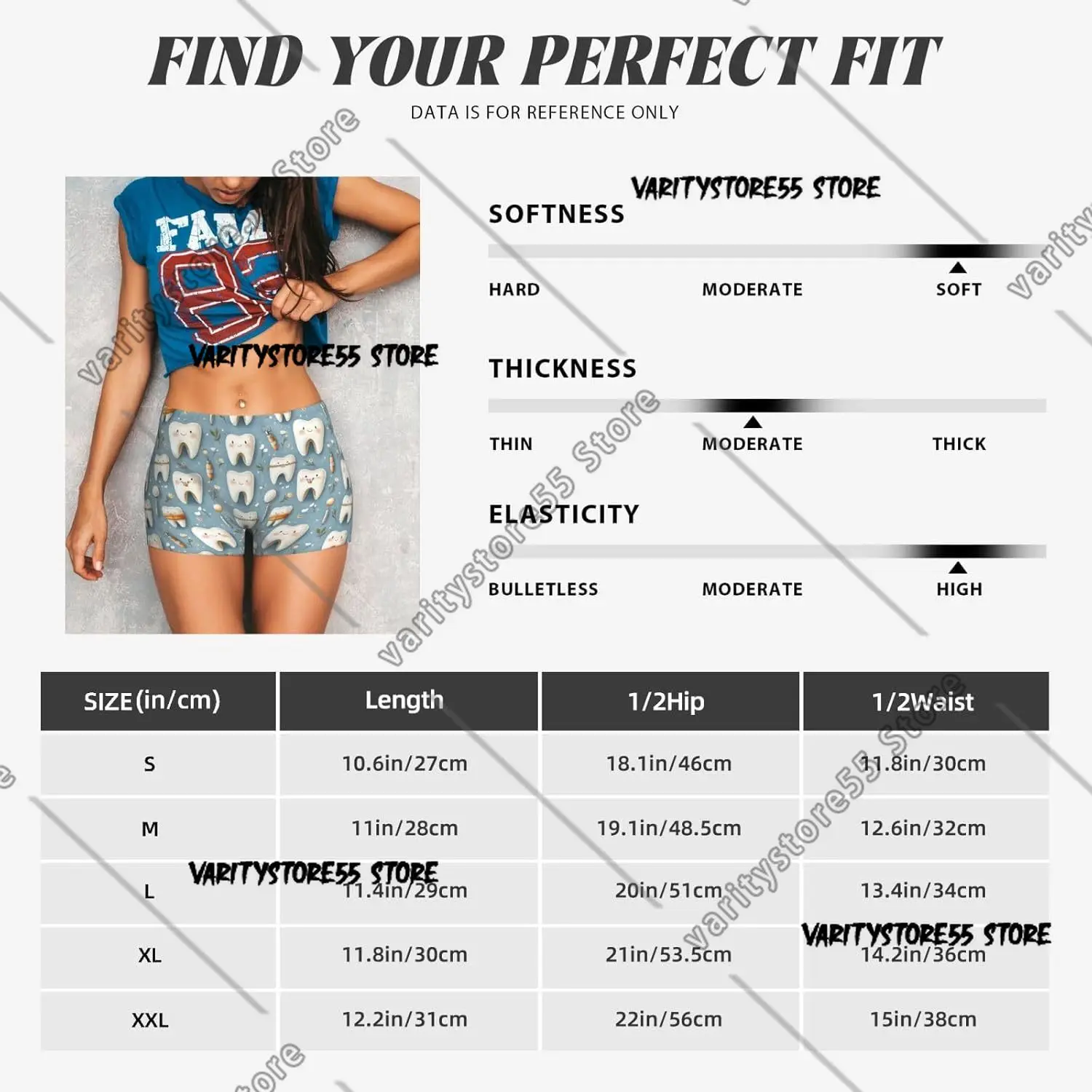 شورت نسائي للتمرين مطبوع عليه رسوم كرتونية لطيفة على شكل أسنان لراكبي الدراجات النارية واليوجا والجري والصالة الرياضية من الألياف اللدنة للنساء #2