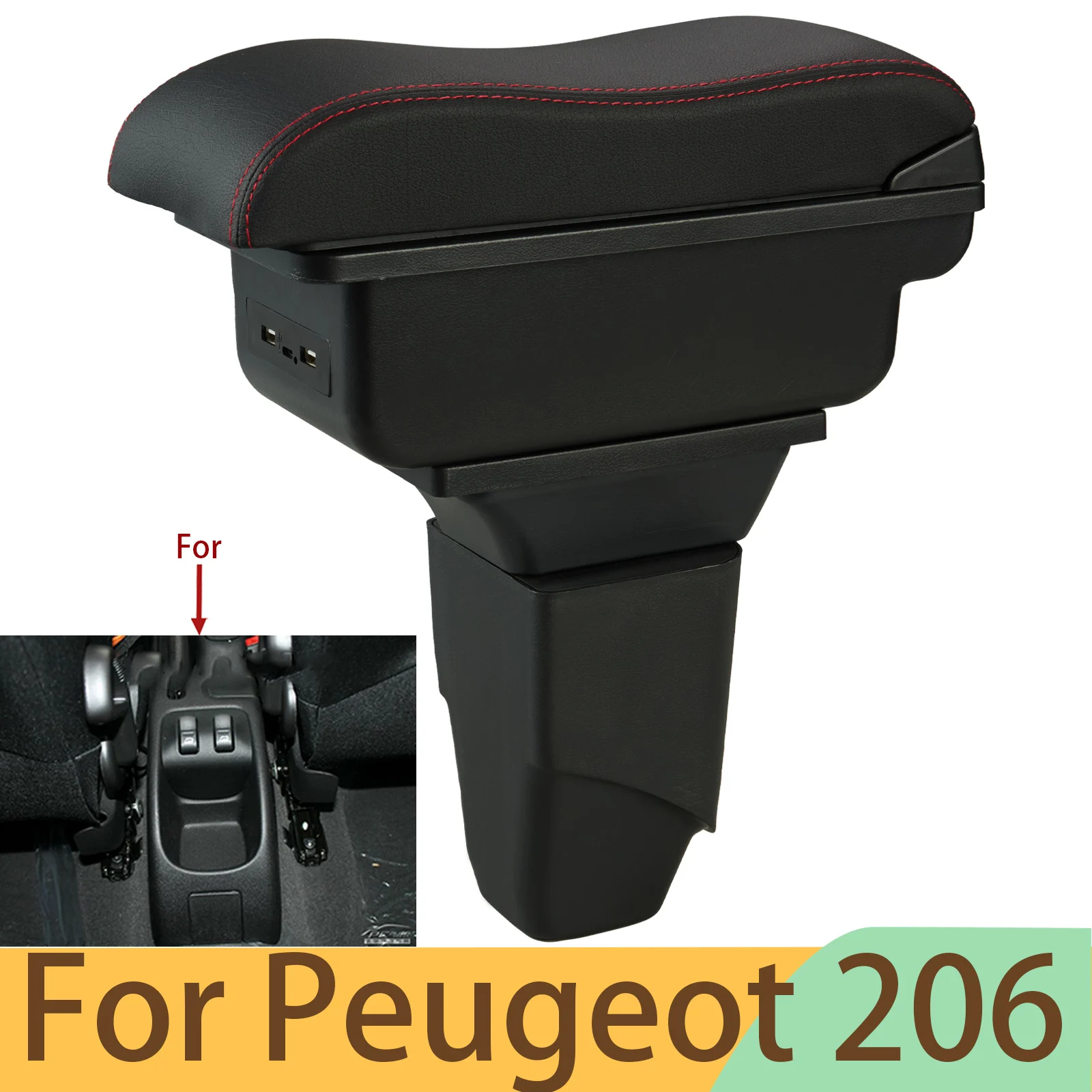 

For Peugeot 206 Armrest Box for Peugeot 206 207 CC Cabrio Car Armrest Storage Box Cup Holder Dedicated Retrofit Car Accessories