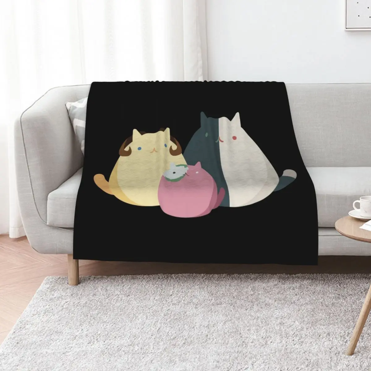 

Ranboo, Tubbo, and Michael cats Throw Blanket manga Decorative Beds Heavy Luxury Thicken Blankets