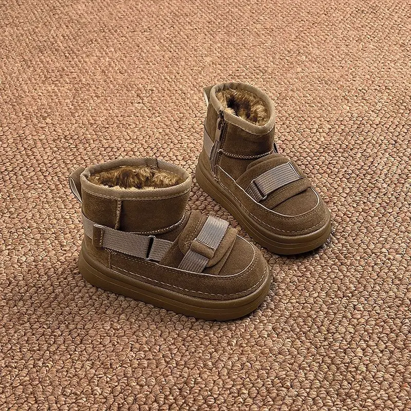 Sepatu Bot Salju Musim Dingin Anak-Anak Berlapis Bulu 2026 Fashion Termal Anti Selip Sepatu Bot Anak-Anak ​