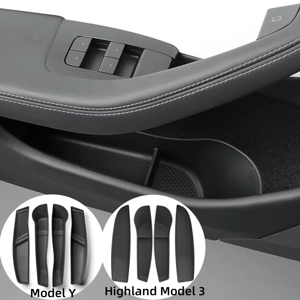 Car Door Storage Box For Tesla Model Y Model 3 Highland 2023 2024 TPE Gate Slot Anti Dirty Storage Organizer Tidying Car Accesso