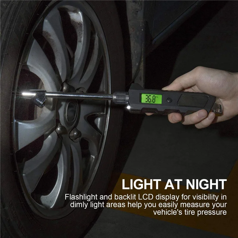 

2X Illuminated Heavy-Duty Truck Tire Pressure Gauge With LCD Luminous Display Dual-Head Digital Tire Pressure Gauge