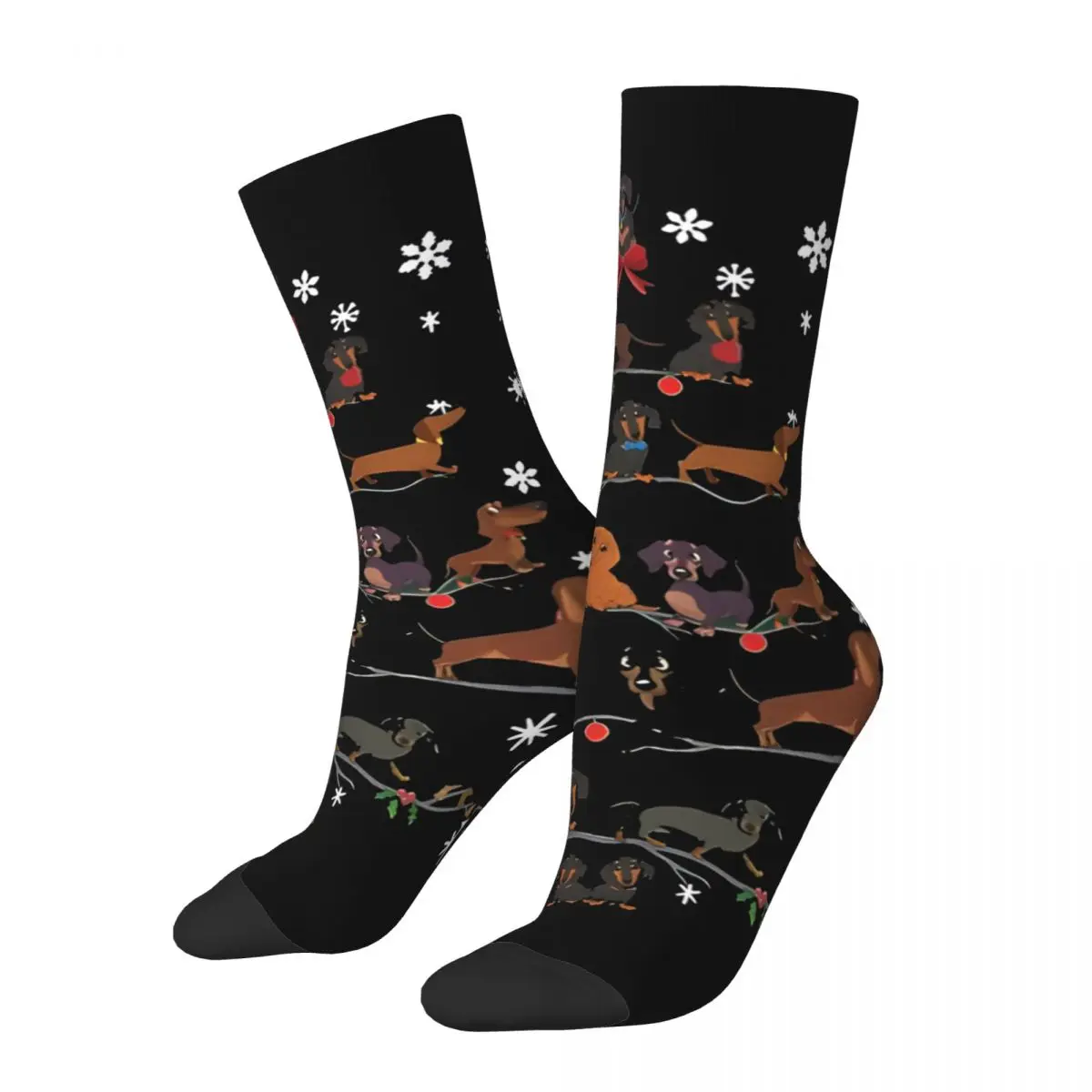 Dachshund Merry Christmas Tree Men's Socks Retro Harajuku Sausage Dogs Street Style Novelty Seamless Crew Sock