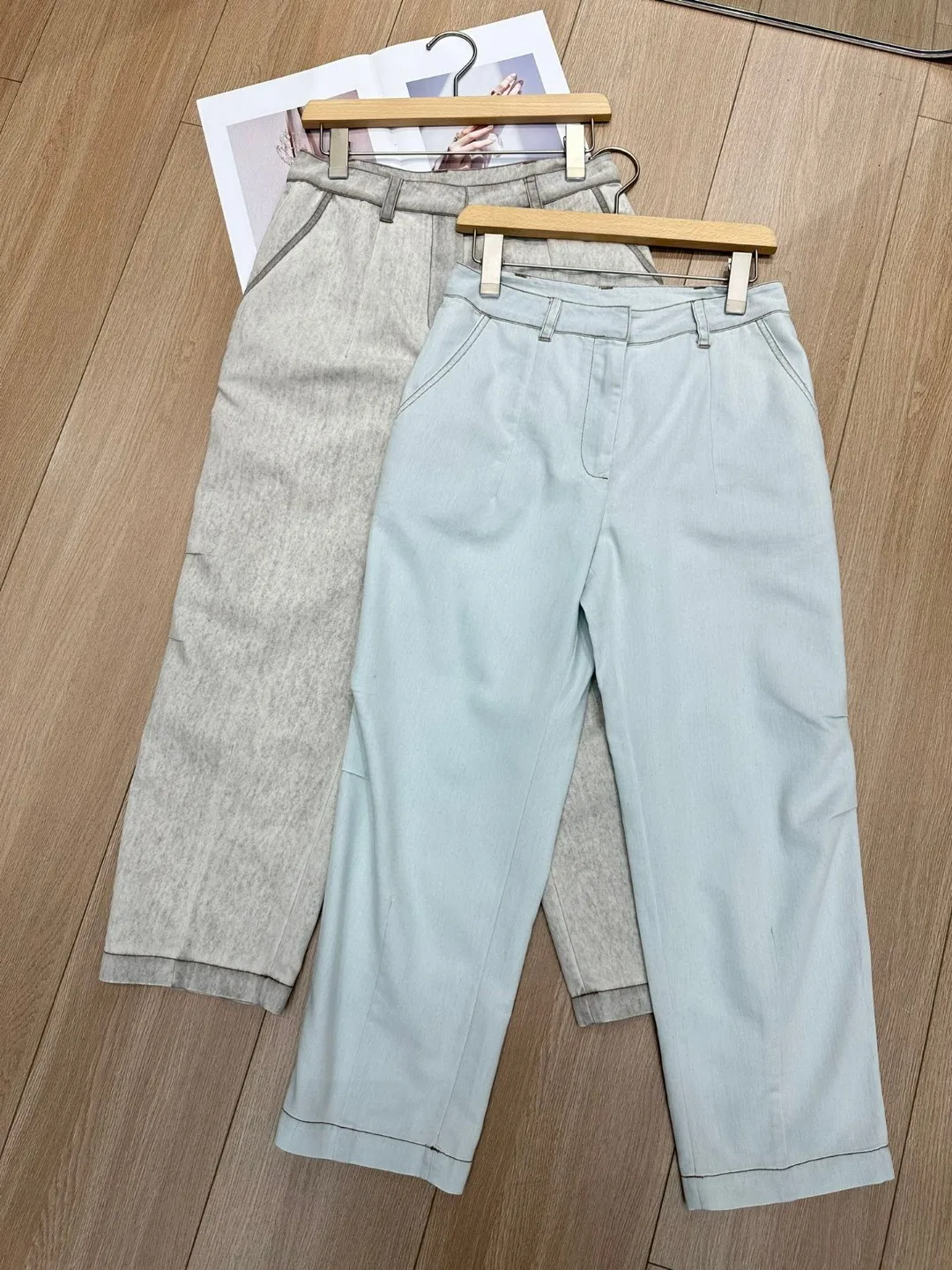 Summer casual high quality denim pants suit