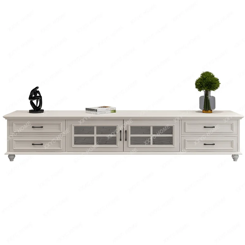 

Solid Wood Glass TV Cabinet and Tea Table Combination Living Room Light Luxury Furniture