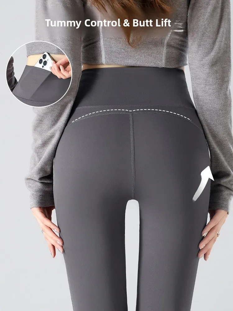 กางเกงโยคะเอวสูงสำหรับผู้หญิง รุ่นใหม่ สไตล์ลำลอง ผ้าหนังเทียม กระชับหน้าท้อง ยกกระชับสะโพก