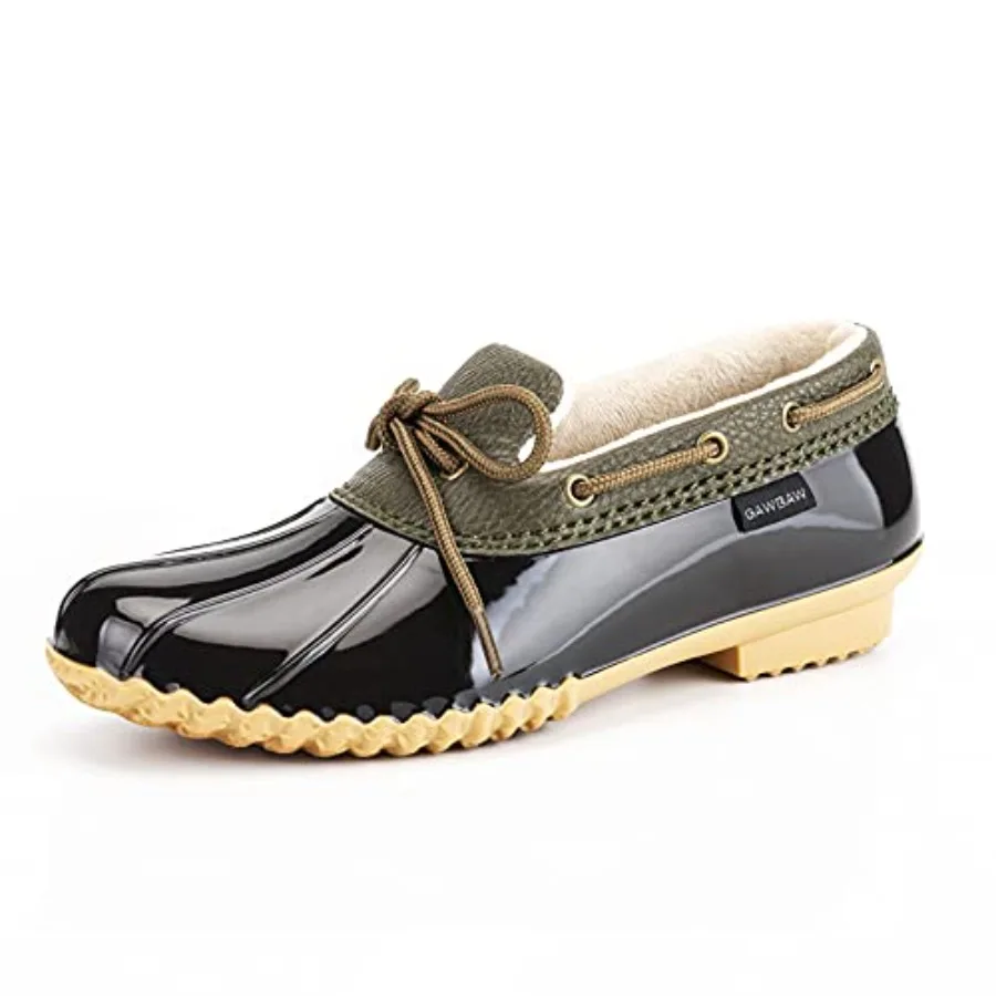 

GAWBAW Flat Duck Shoes for Women - Slip On Waterproof Winter Ankle Rain Boots Short Garden Shoes