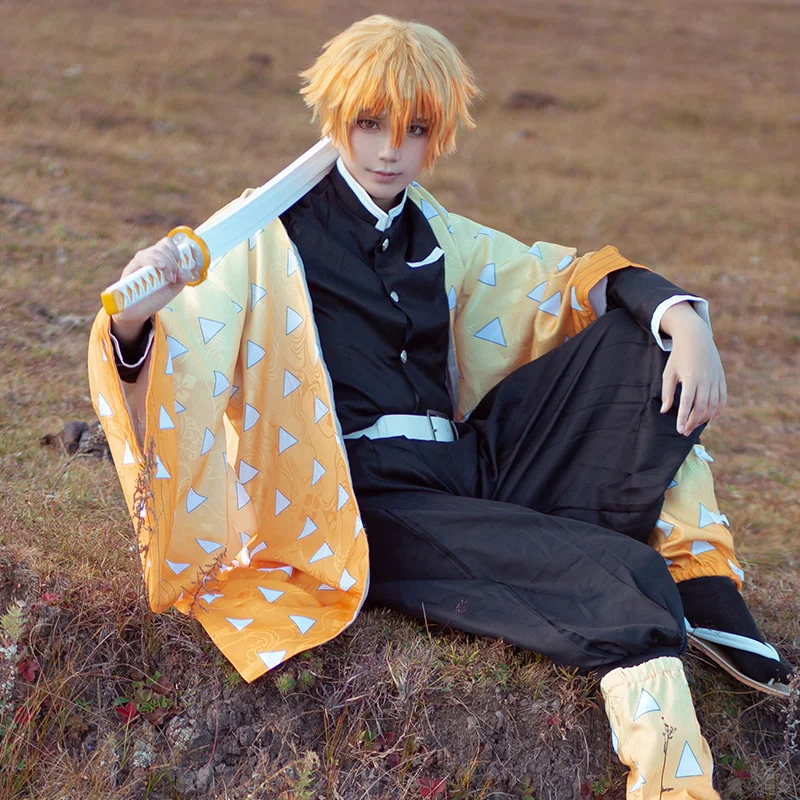 

Cos Zenitsu Haori Kamado Tanjirou Cosplay Costume Cos Original Version Kimono Uniform In Stock