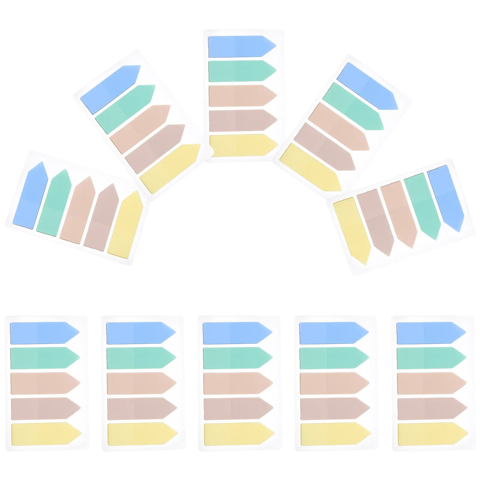 10Sets Transparent Colorful Arrow Label Tabs Sticky Index Tabs for Books Notes Highlight Strips Portable Reading Markers Office