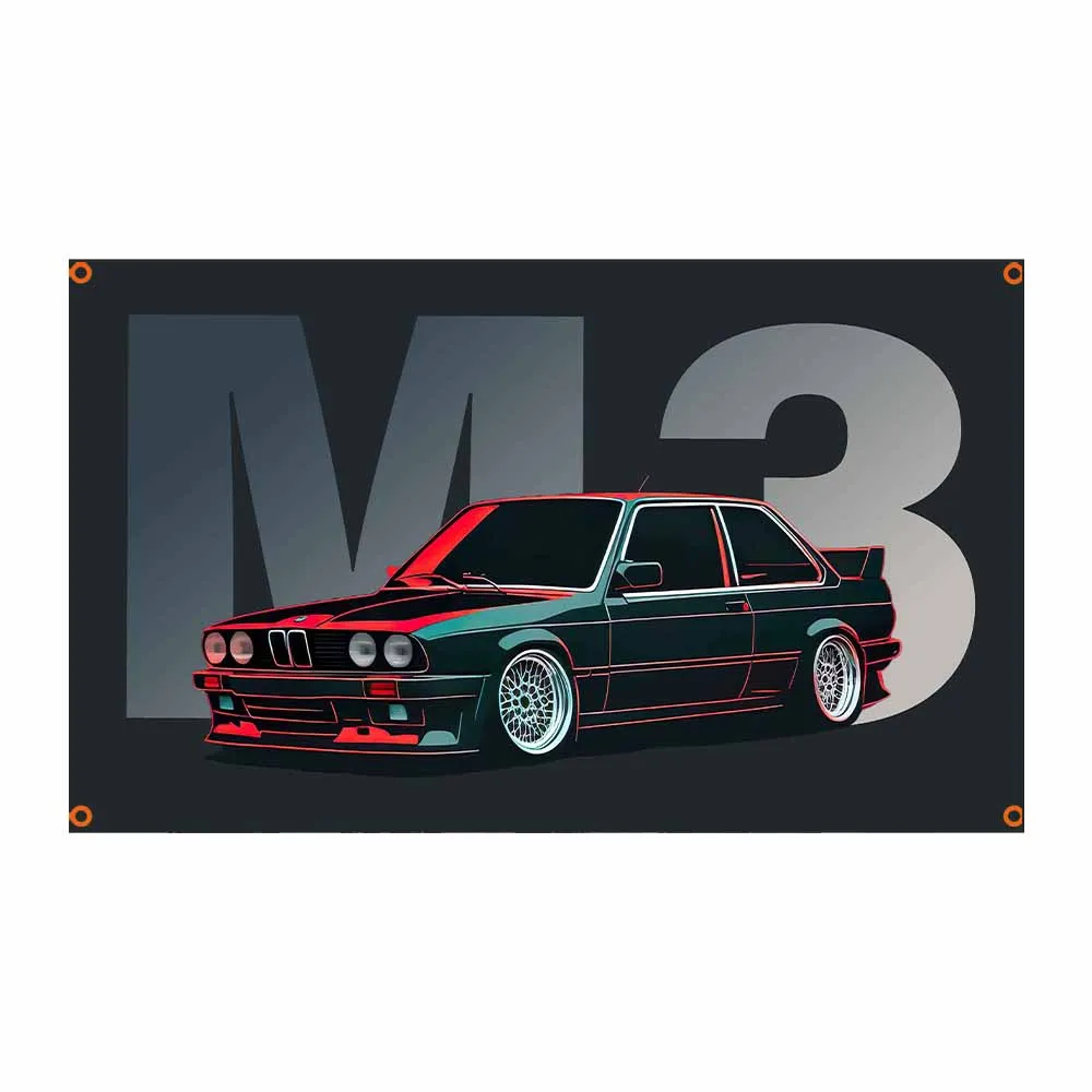 

Красочный ретро-баннер с гоночным автомобилем для наружного использования, для гаража, настенный, с люверсами, декор, подарок (без флагштока), украсьте свое пространство