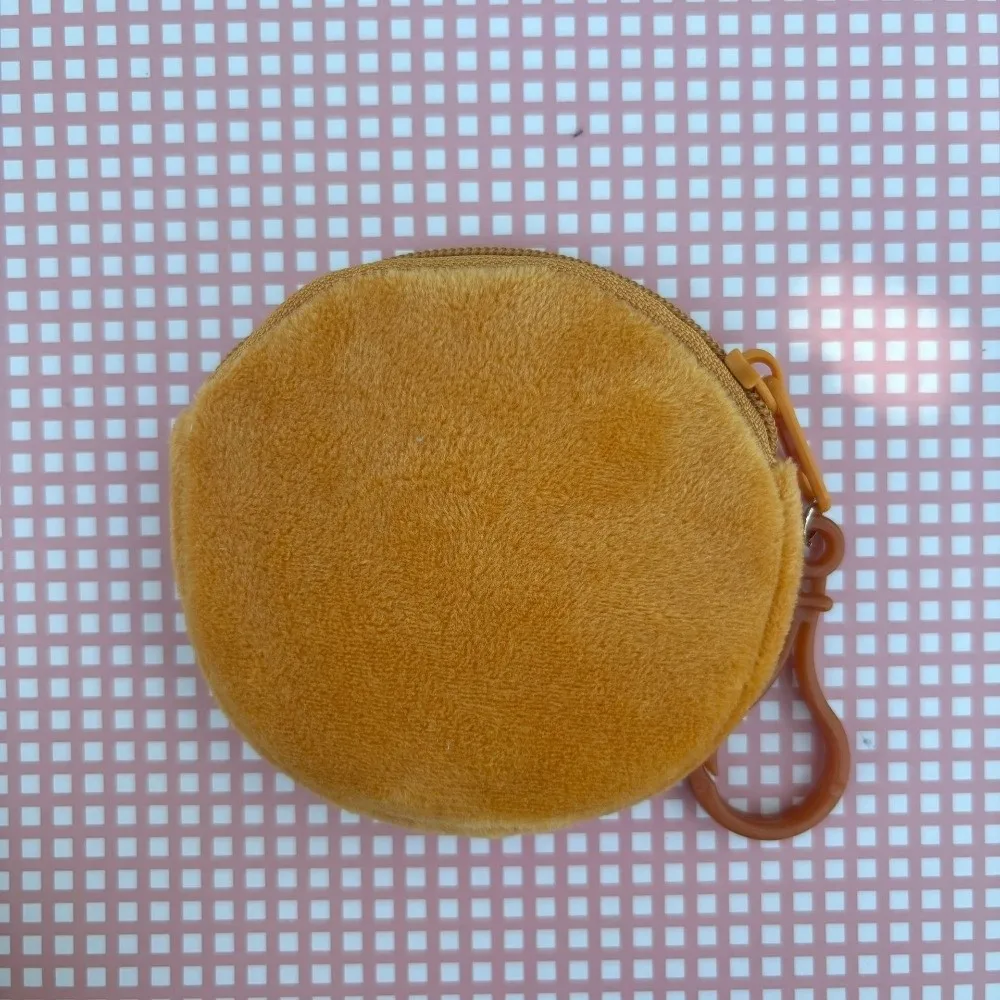 Fashion Solid Color Coin Purse Round Shape ID Card Bag Kawaii Style Minimalist Style Keychain Wallet Daily