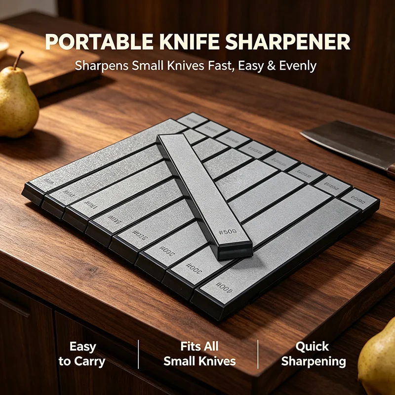 Knife Sharpener Portable Apex Sharpening Kit Diamond Whetstone Rod Finisher Lightweight Manual Household Cutlery Polisher