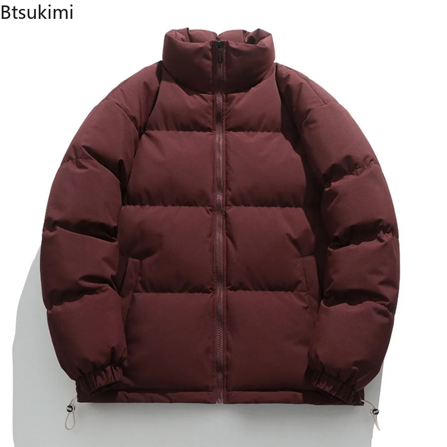 Couple's Winter Thick Cotton Jacket Casual Simple Loose Stand Up Collar Parkas High Street Trendy Cotton Jacket Coats for Unisex