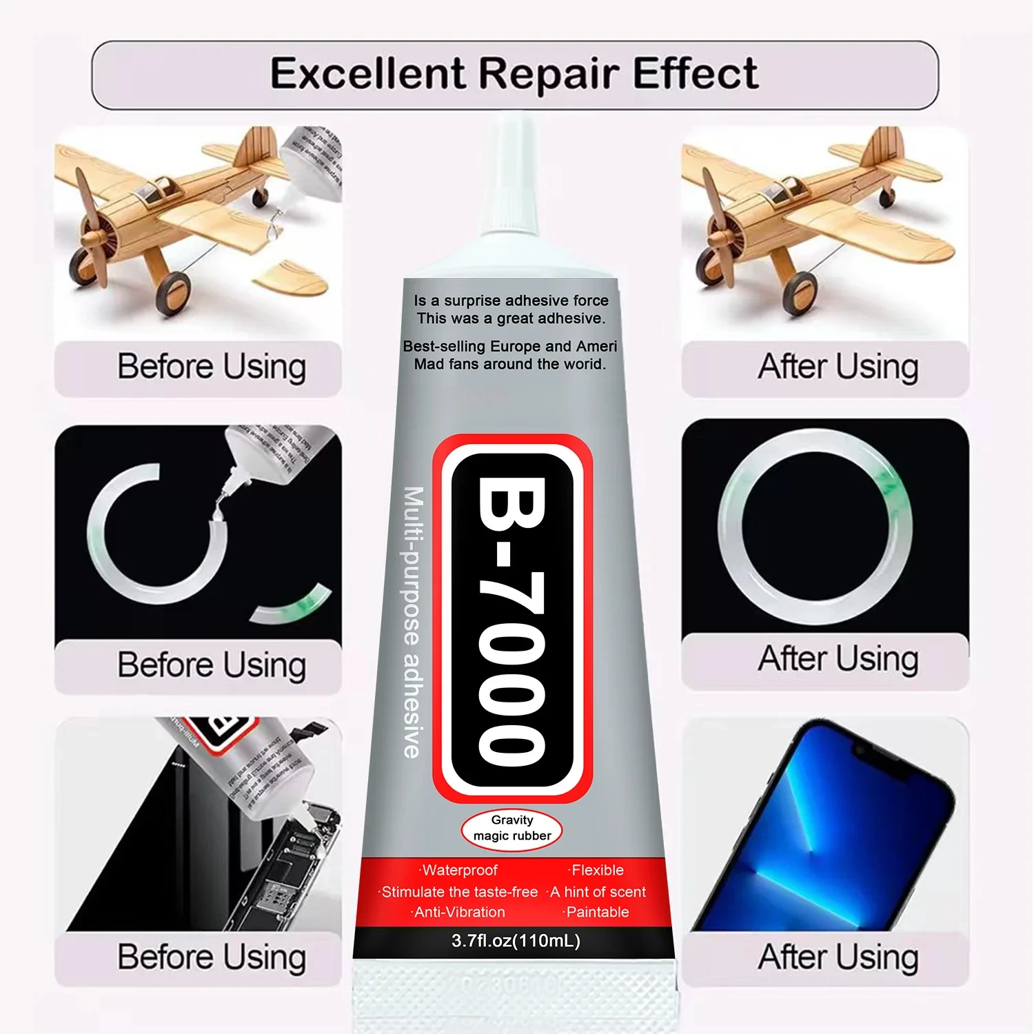 Super Glue B-7000 Loolifl 1-10Pcs Safety Materials Epoxy Resin Repair Cell Phone Touch Screen Jewelry Craft Liquid Adhesive view 4