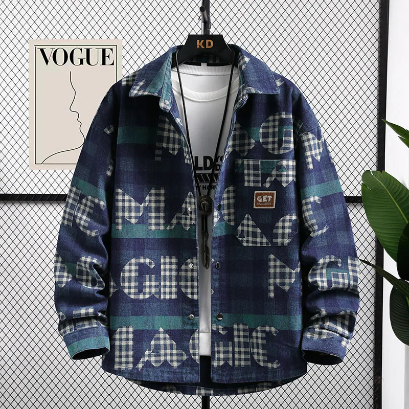 

Spring Autumn Trend New Men's Denim shirt Harajuku Fashion Streetwear Jacket Men Casual Men Clothing Print Coat