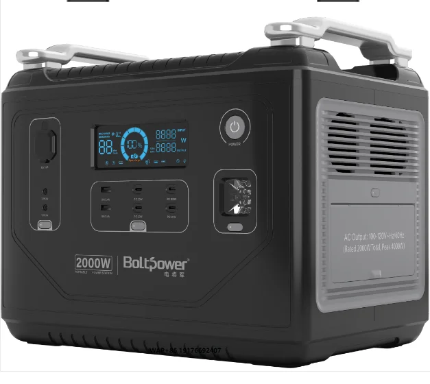 LiFePo4 Portable Battery Power Station 2000W With Solar Panel for Home Power Backup