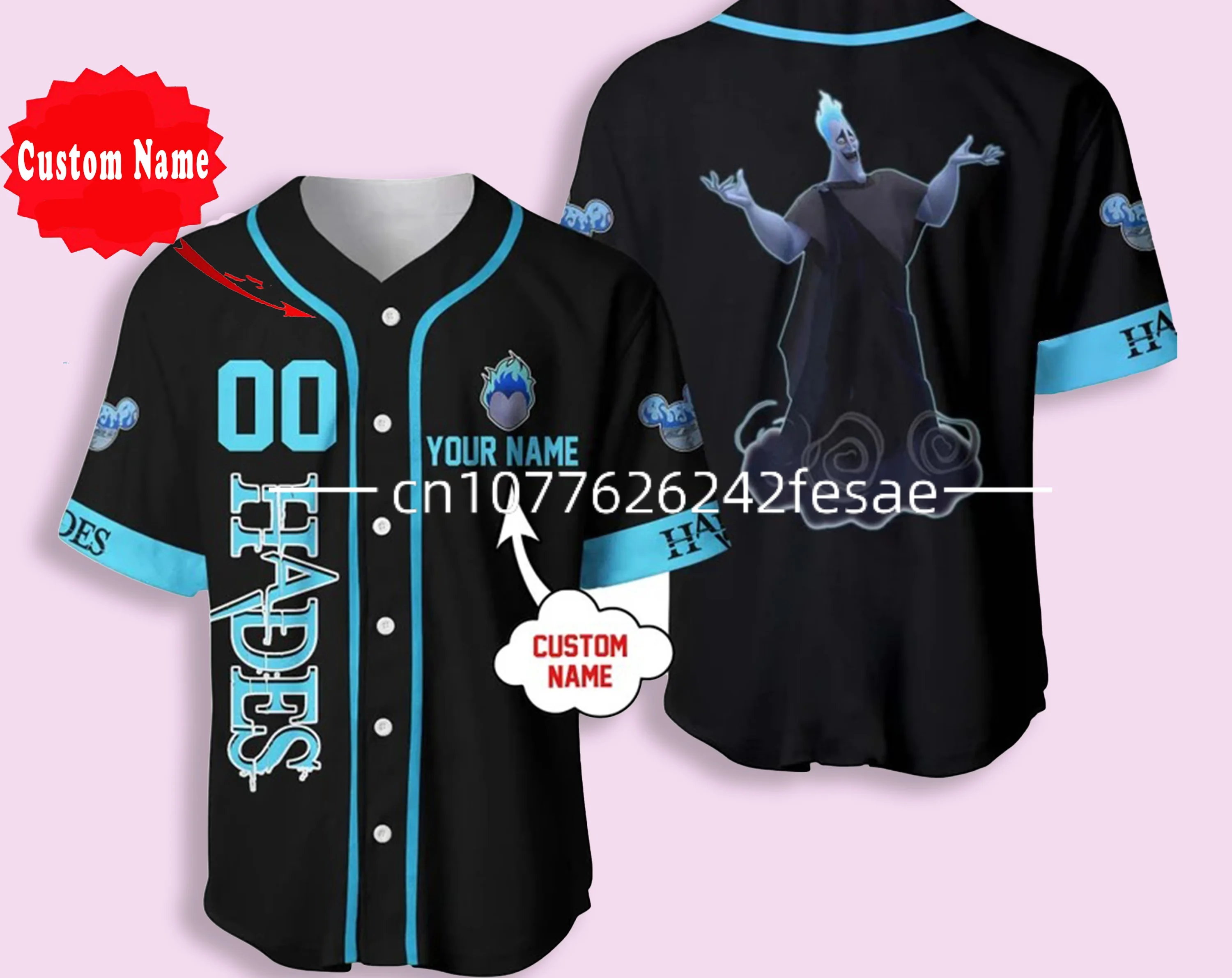 New Villain Hades baseball Jersey Disney Custom Name And Number Men\'s And Women\'s  Baseball Jersey