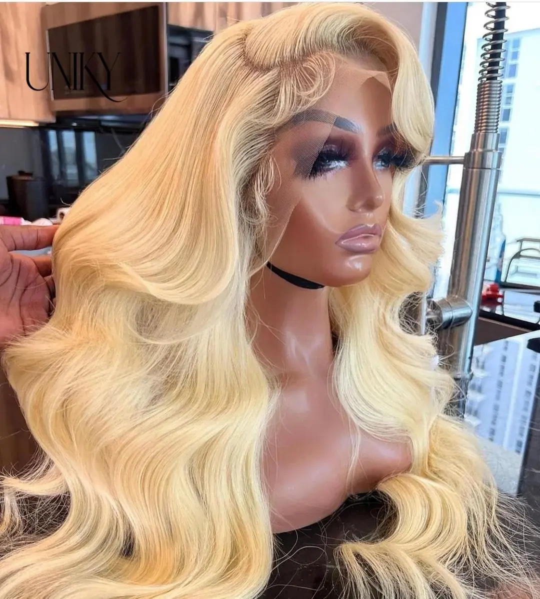 Blonde 613 HD Lace Wig 13x6 Human Hair 13X4 Frontal Blonde Colored Body Waves Glue-Free Waves 38 Inch Wig 150 Density