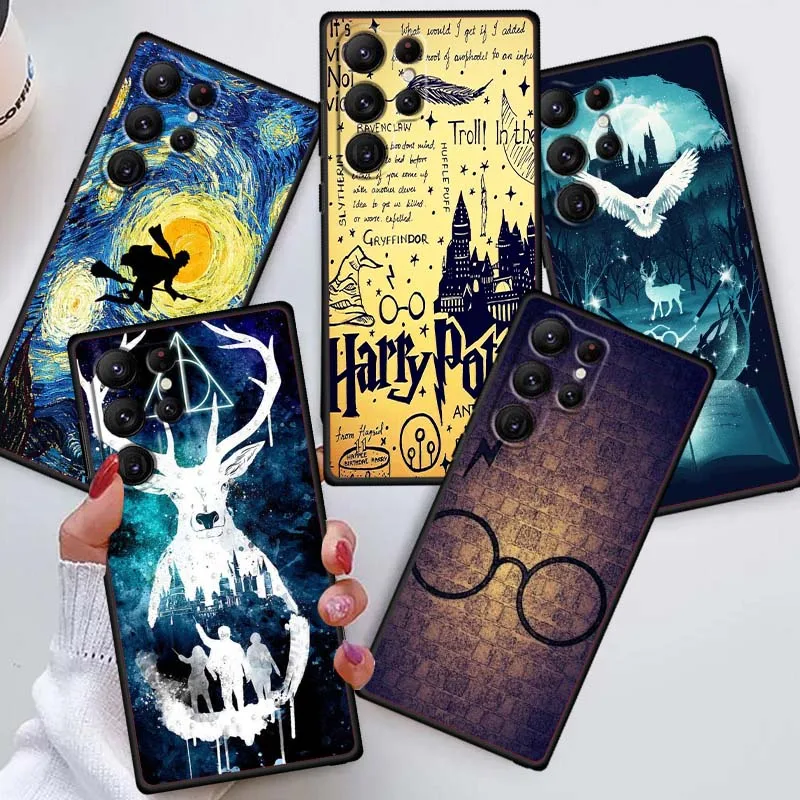 

Art W-Wands H-Harries Logo Cover For Samsung Galaxy S26 S25 S24 S23 S22 S21 S20 Ultra Plus FE 5G Black Soft TPU