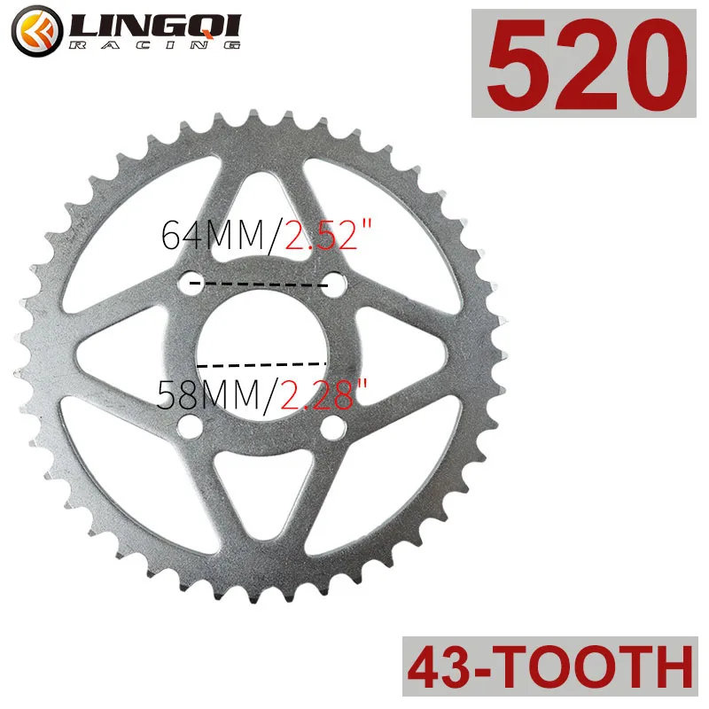 LYNNCHI Motorcycle 520 Chains 43T 44T 45T Front Rear Chain Sprocket Drive Gear For 110cc 125cc 150cc 200cc ATV Quad Pit Bike