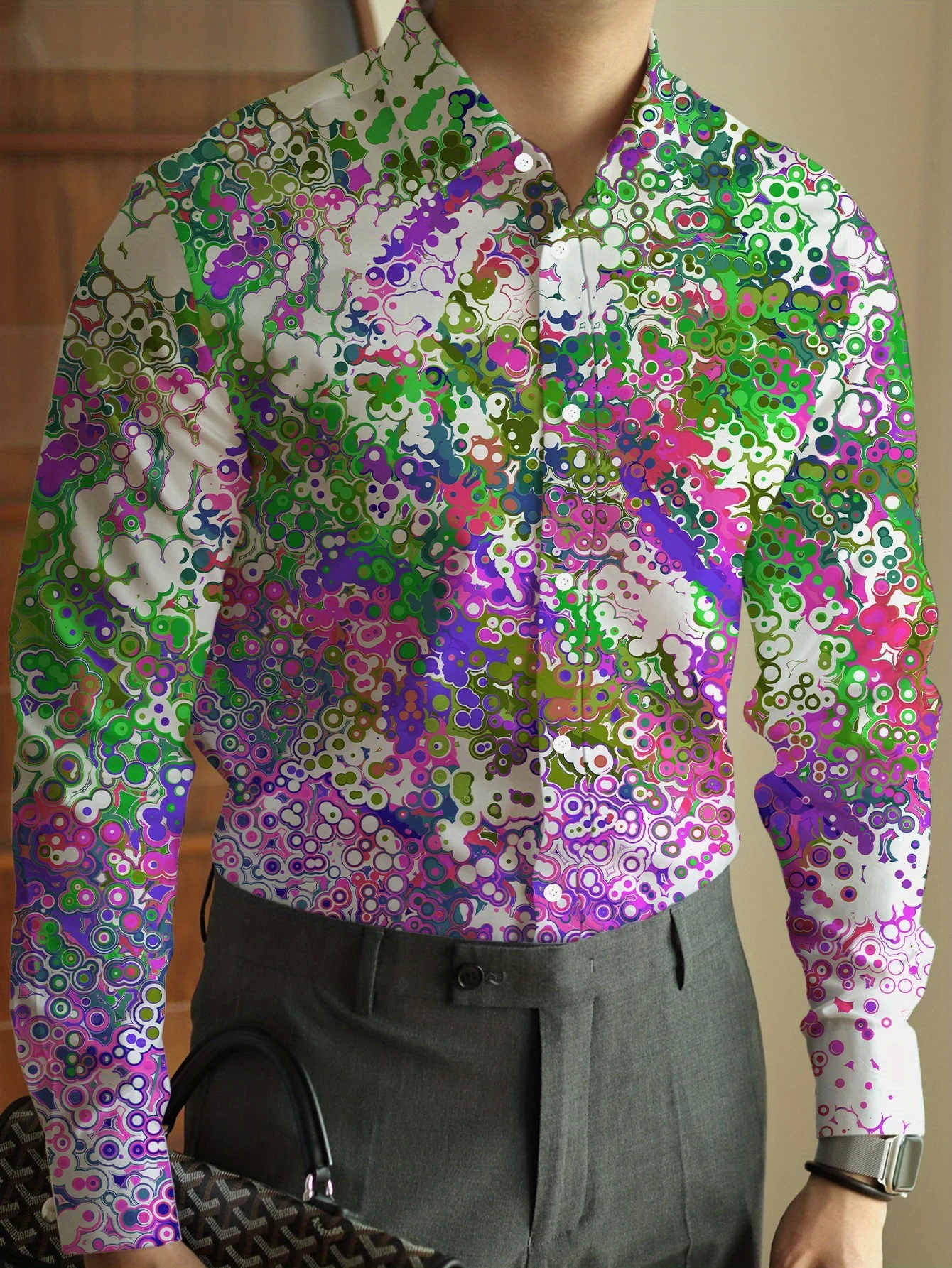 Spring Autumn Men's Casual Long Sleeve Shirts Colorful Various Patterns 2025，