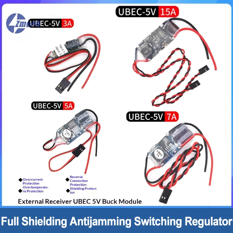 New！1Pcs Full Shielding Antijamming Switching Regulator UBEC 5V 3A 5A 7A 15A For FPV RC Drone Receiver Power Supply External