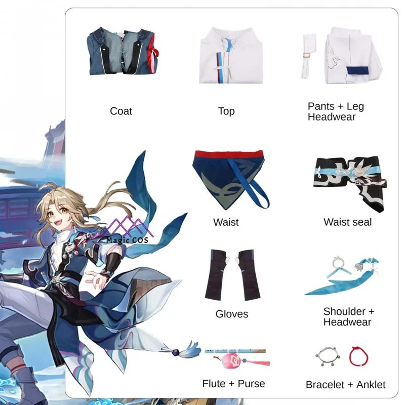 EE01 Honkai Star Rail Game Yanqing Cosplay Costume Full Set Wig Anime Outfit Cosplay for Men Full Suit Halloween Love Live C&0Ww