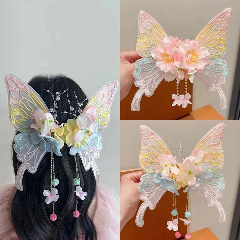

Lovely Sweet Butterfly Fairy Hair Hoop Mesh Ribbon Elf Ear Headband Hair Ornaments Embroidery Flower Headband Women