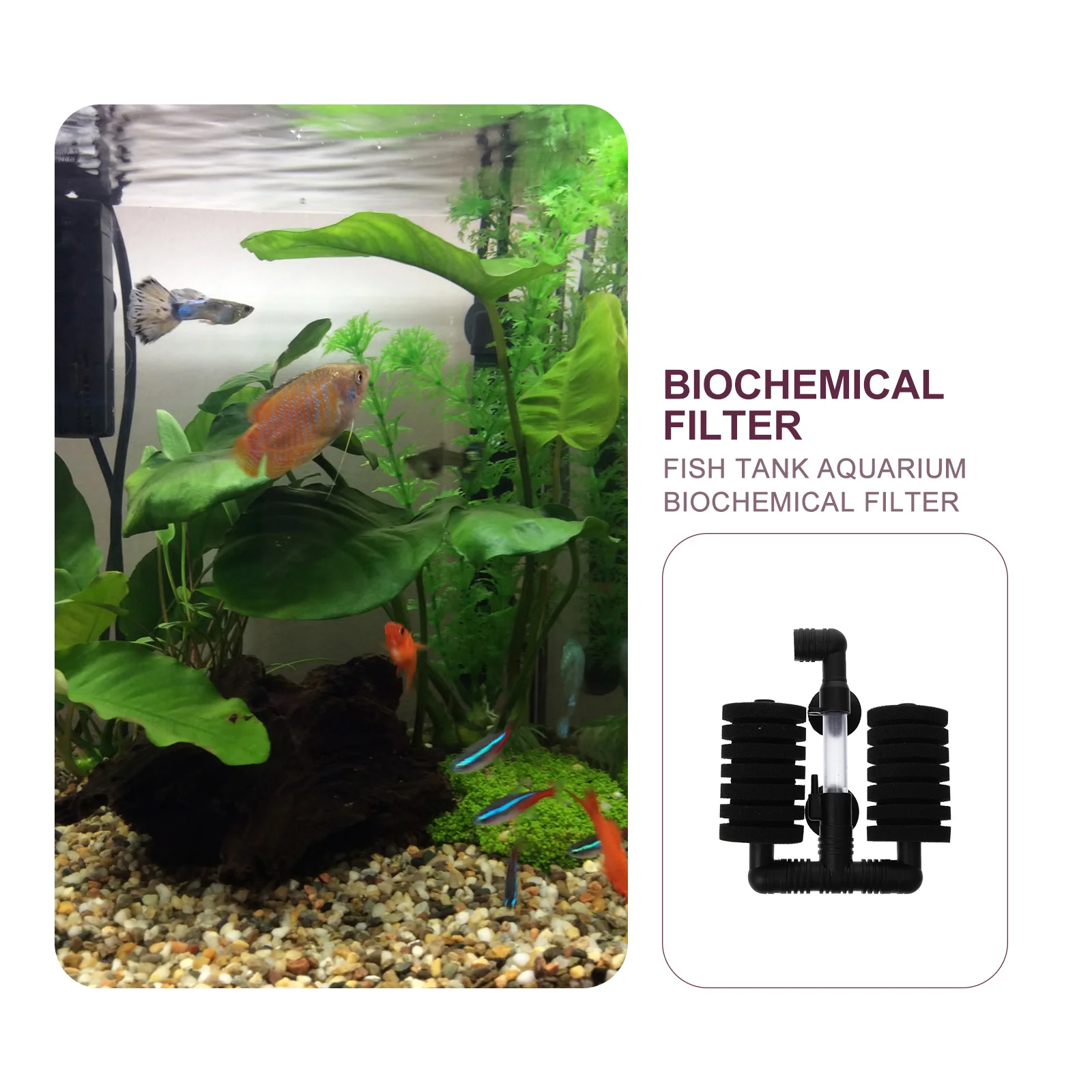 

Aquarium Sponge Filter Fish Tank Biochemical Filtration Equipment Oxygen Pump Wall Hanging Reusable Safe Clear Pet Supplies